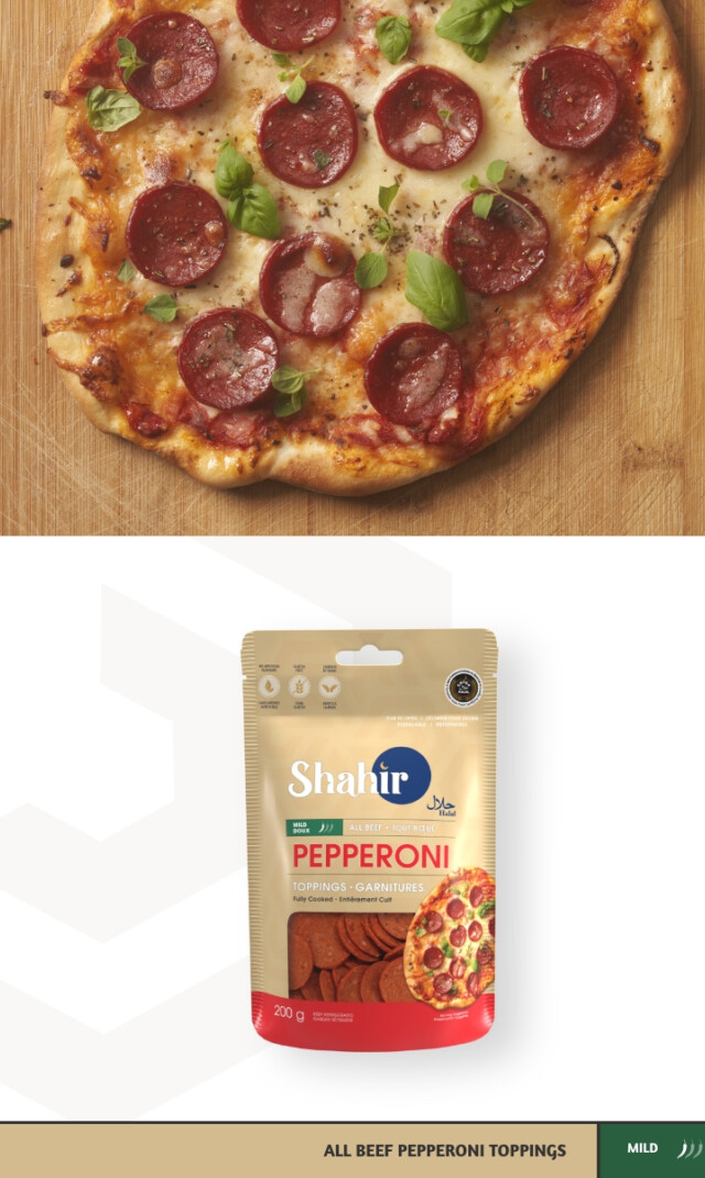 All Beef Pepperoni Toppings (Mild) Product and Packaging